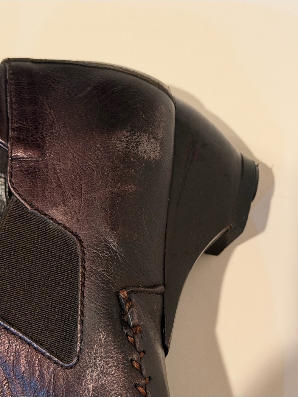 Donald J Pliner Brown Leather Zip Slip On Witchy Dark Academia Minimalist - Picture 11 of 15